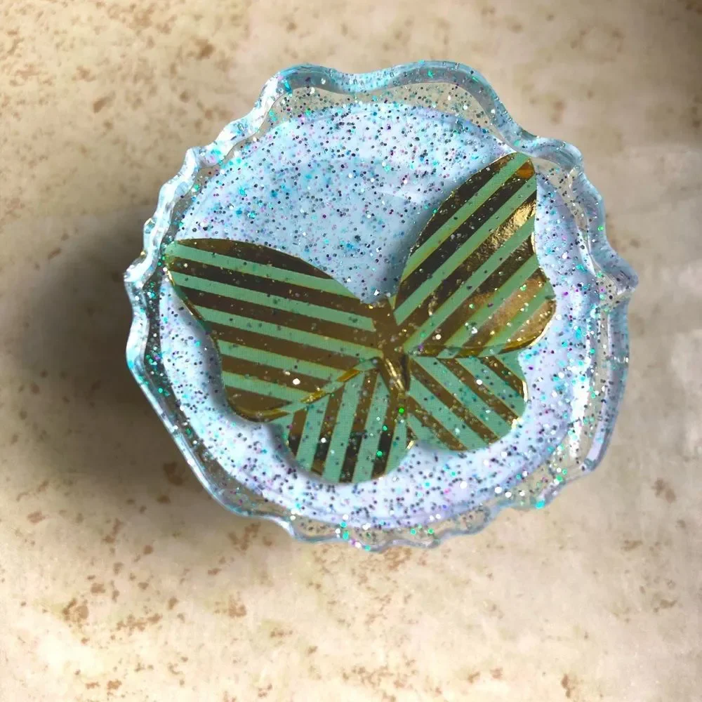 Striped butterfly on white phone grip